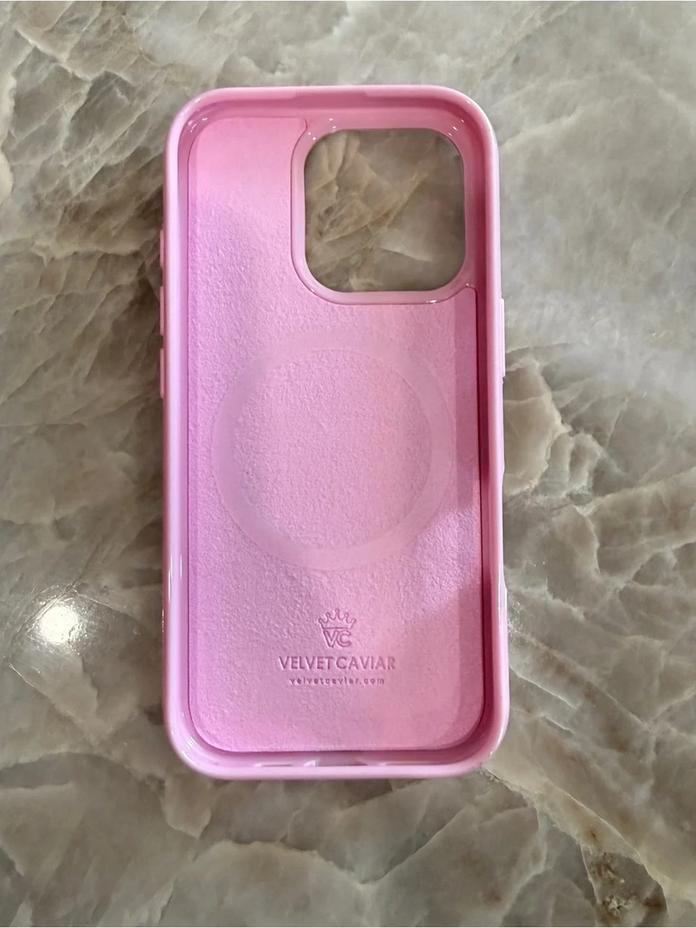 Velvet Caviar Pink Polka Dot Phone Case - Brown Background